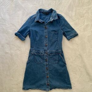 Zara Mini Denim Button-Up Dress Size Medium Preppy Western Spring 90s
